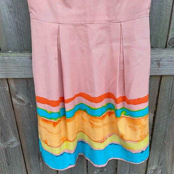 Anthropologie X Tracy Reese Dress Painterly Pleated Mini Fit & Flare Pink Size 2 - Picture 4 of 11